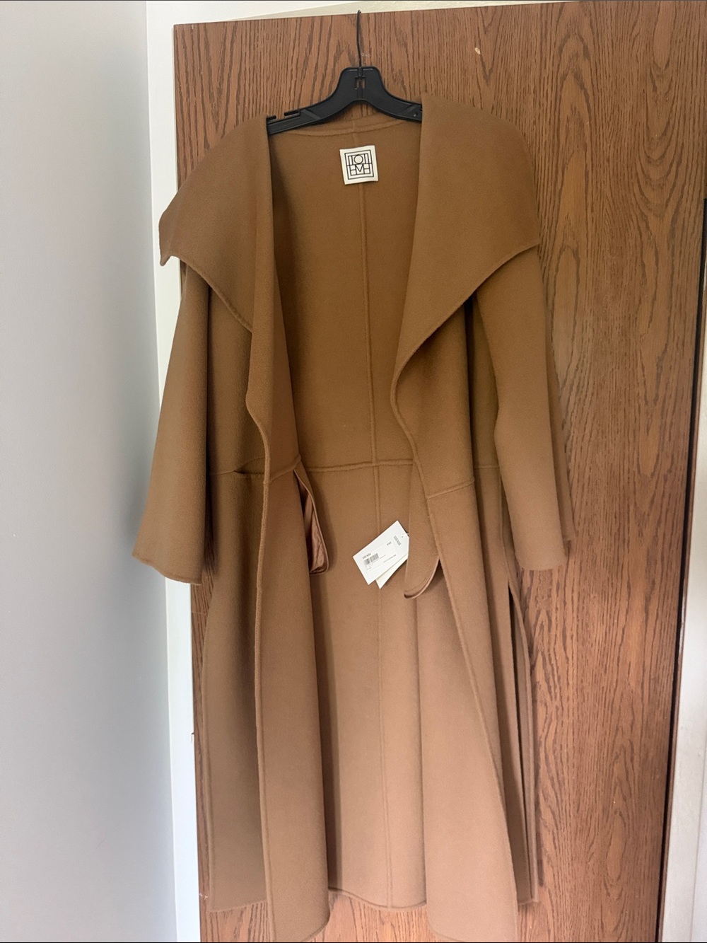Toteme Brown Draped Wool Coat - Picture 5 of 8